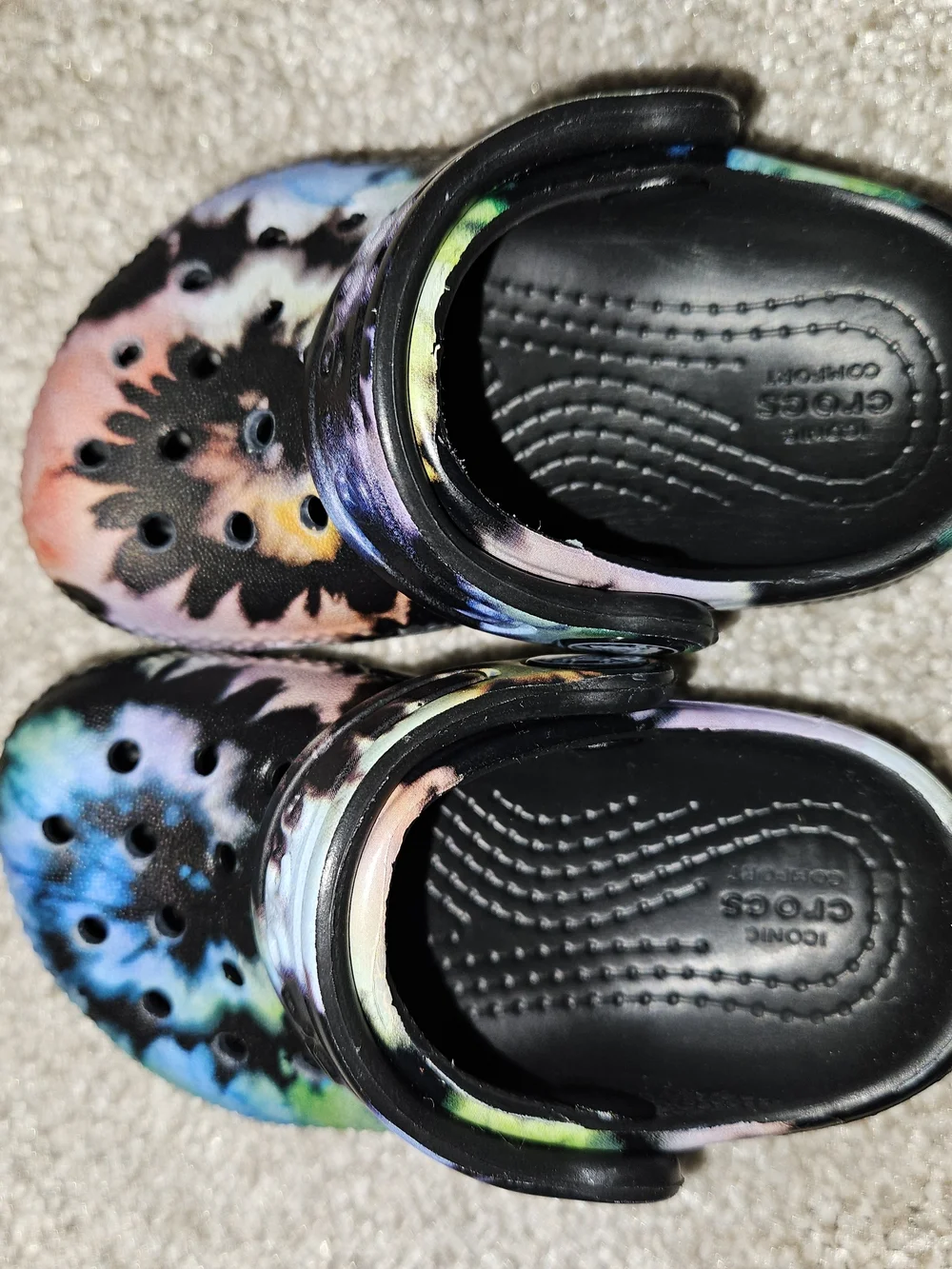 NWOT Crocs Baby Tie-Dye Clogs - Black Multi